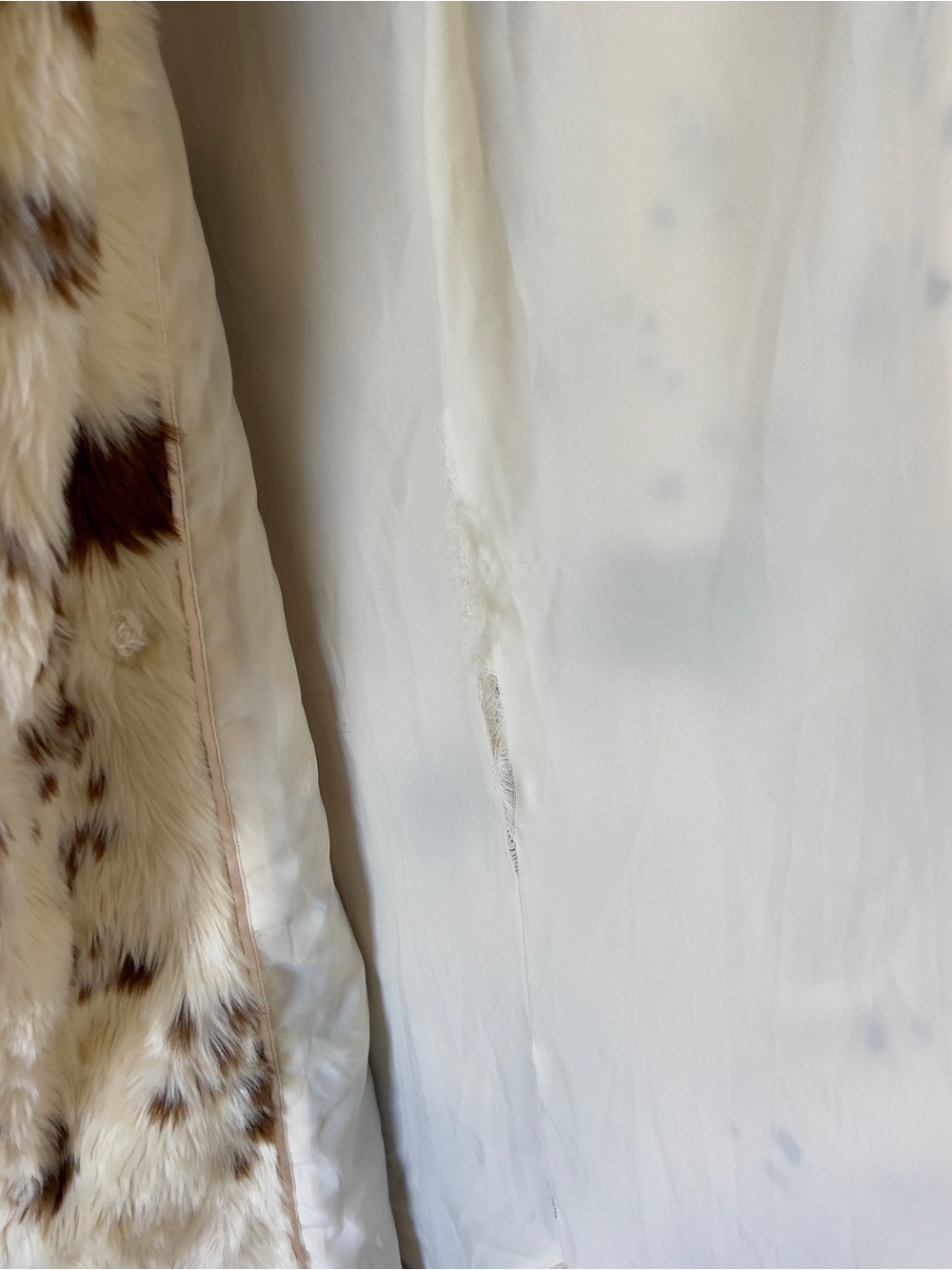 Anthropologie Maeve Grand Glam Faux Fur Coat Long Jacket in Cream and Brown - Picture 5 of 6